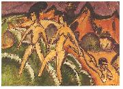 Ernst Ludwig Kirchner Female nudes striding into the sea oil on canvas